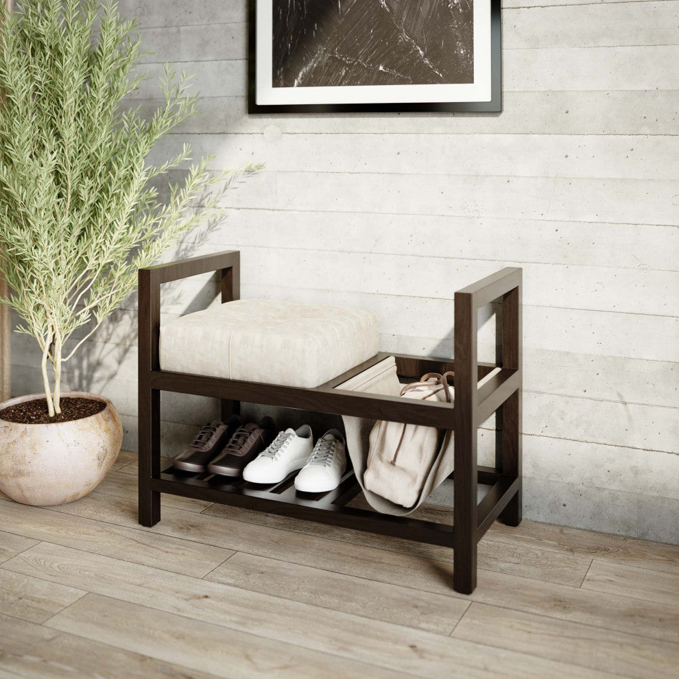 Cortesi Home Oliver Entryway Bench With Storage and Shoe Rack