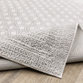 Monfort Diamond Oriental White/Grey Indoor Area Rug, 3'3"x5'