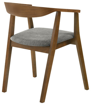 Santana 5-Piece Round Walnut Wood Dining Table Set With Charcoal Fabric