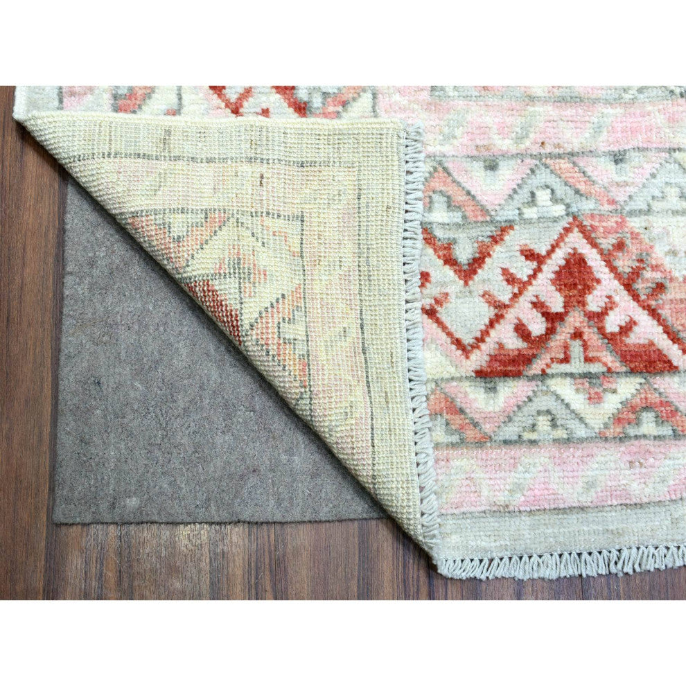 Red, Anatolian Village Inspired Style, Soft Wool Hand Knotted Rug, 9'0"x12'0"