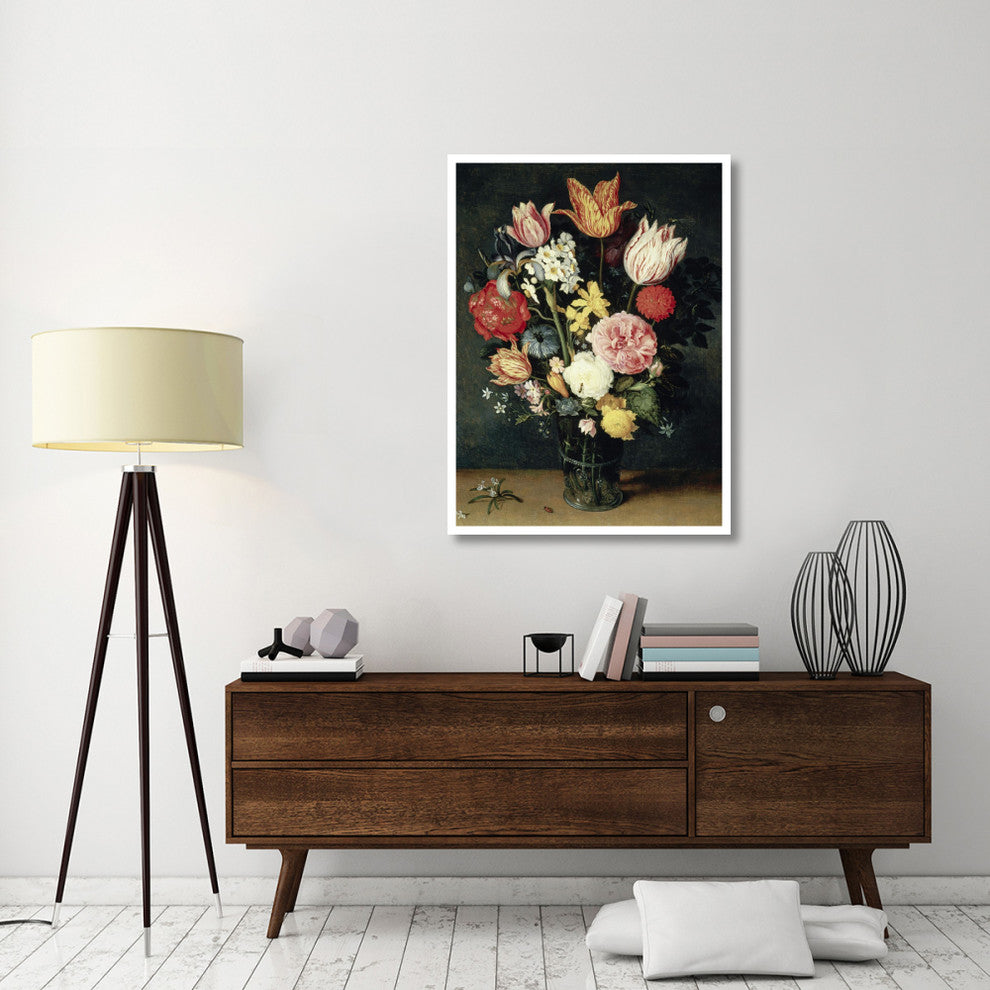 "Tulips, Roses and other Flowers in a Glass" Paper Art, 34"x46"