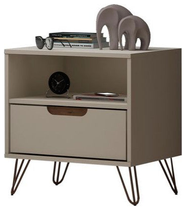 Rockefeller 1.0 Nightstand, Off White and Nature