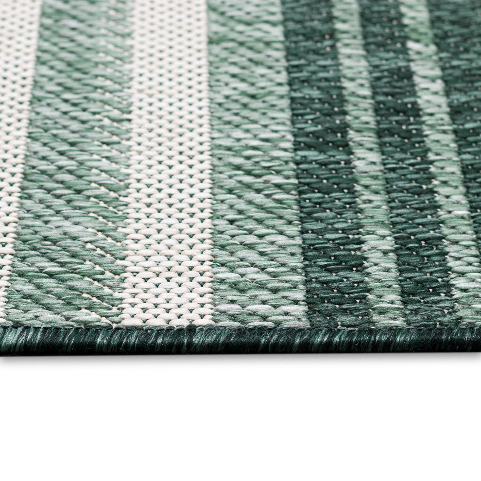 Malibu Faded Stripe Indoor/Outdoor Rug, Green, 1'11"x4'11" Runner