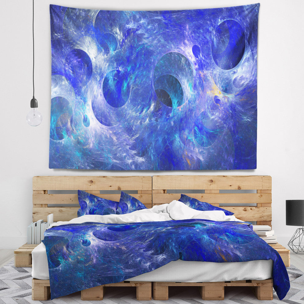Clear Blue Fractal Glass Texture Abstract Wall Tapestry, 60"x50"
