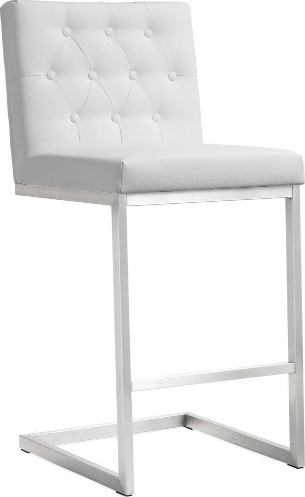 Helsinki White Stainless Steel Counter Stool - Set of 2 - White
