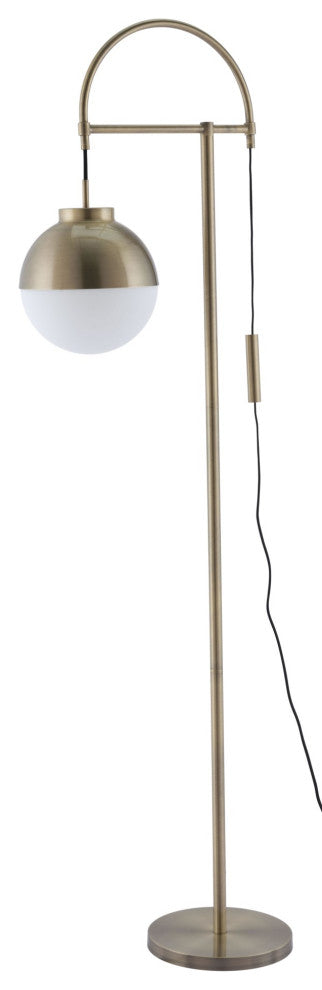 Floor Lamp Light, Glass, Steel Metal, Bronze, White, Mid Century Lounge Cafe