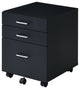 Benzara BM251194 Cabinet With 3 Drawers and Wheels, Black