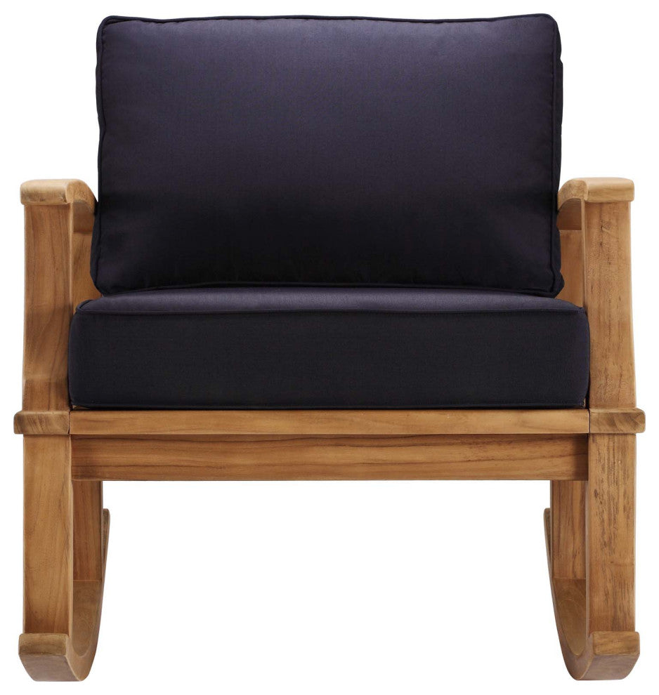 Marina Outdoor Patio Teak Rocking Chair - Natural Navy