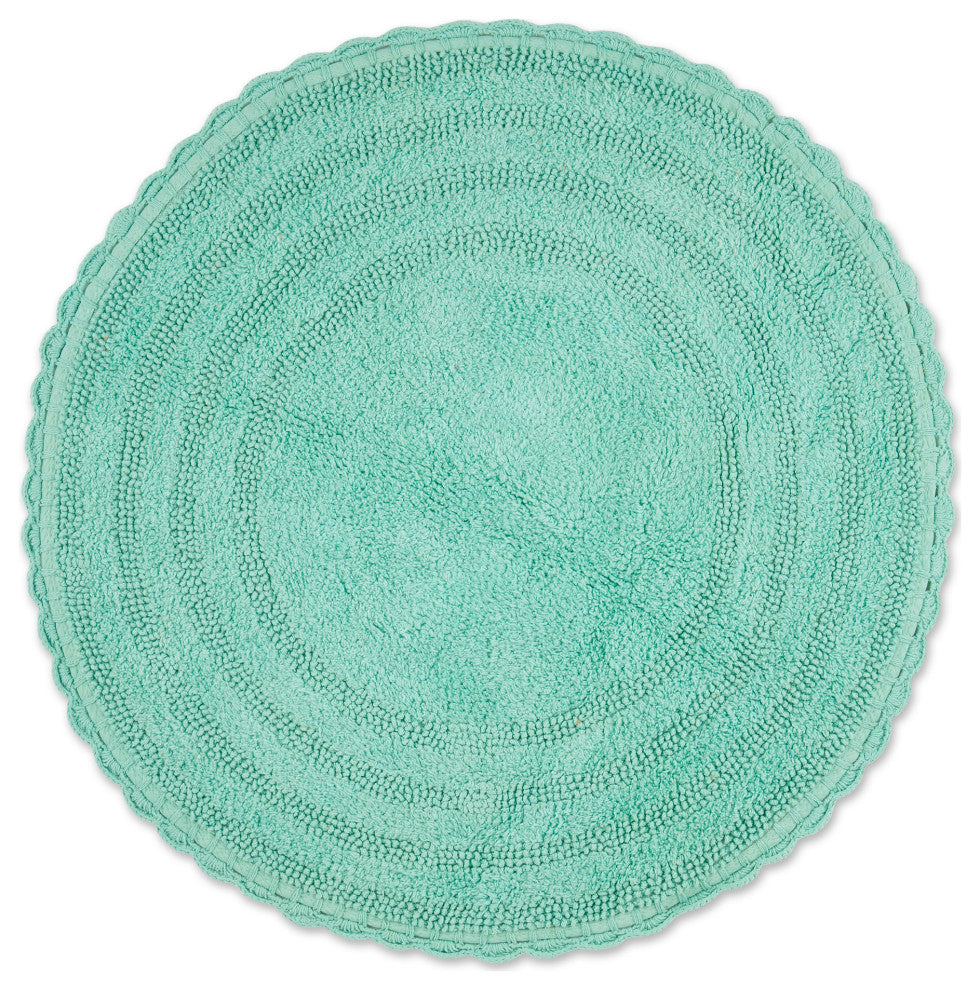 Aqua Round Crochet Bath Mat