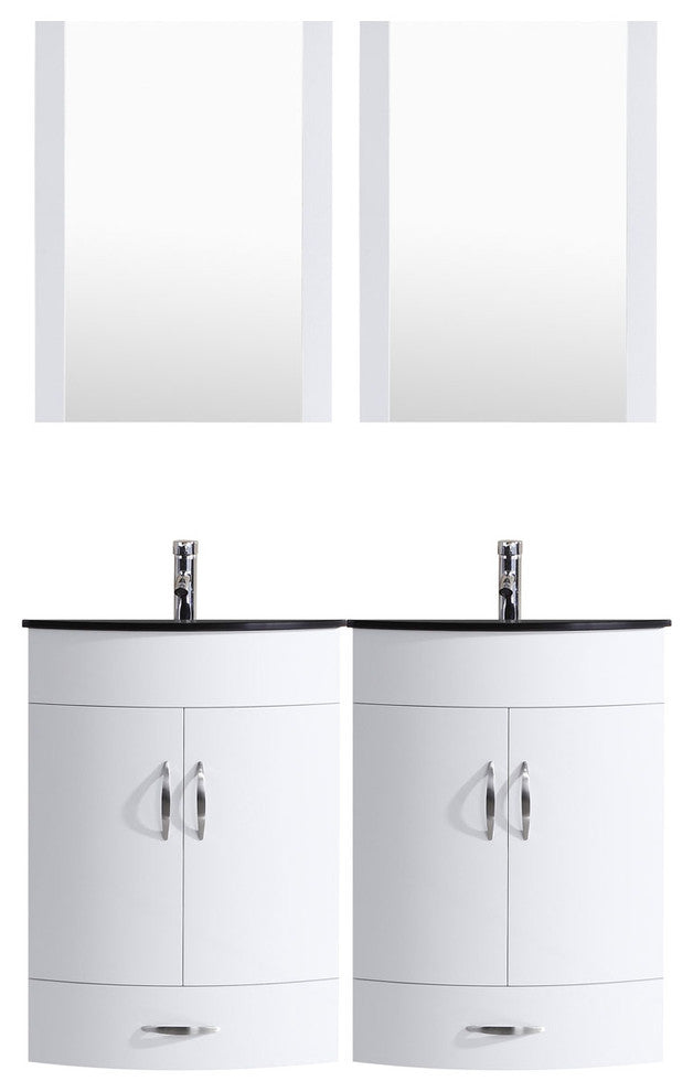 48" White Vanity, 24" Double Sink Bases, LV5-C10-48-W