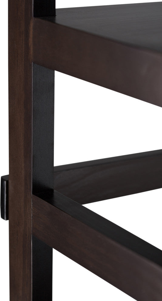 Acadian Solid Wood 63 Inch X 30 Inch Ladder Shelf Bookcase In Brunette Brown
