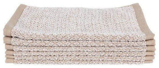 Everplush Diamond Jacquard Washcloth Towel Set, Pack of 6, Khaki (Light Brown)