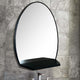 Oval Metal Frame Mirror With Shelf, Brushed Silver
