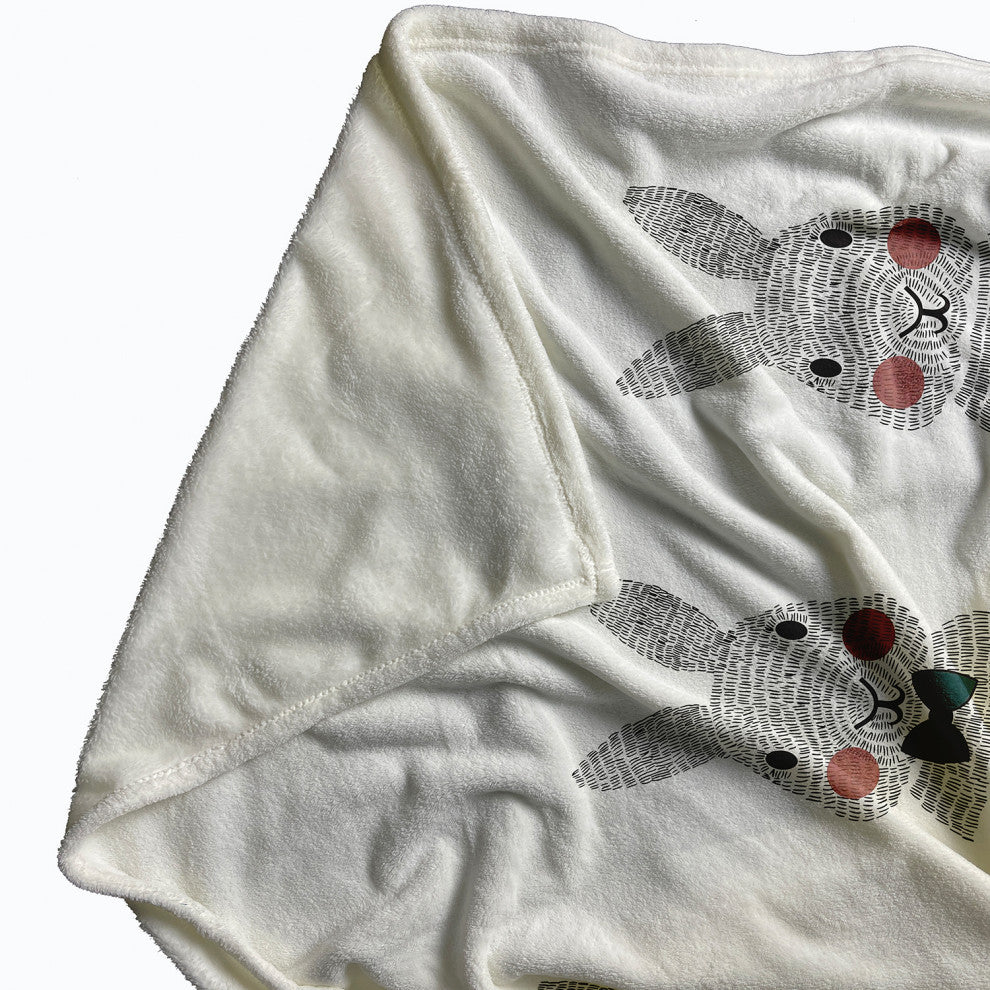 60 x 80 in Easter Bunny Triplets Throw Blanket, Ocean Abyss Green