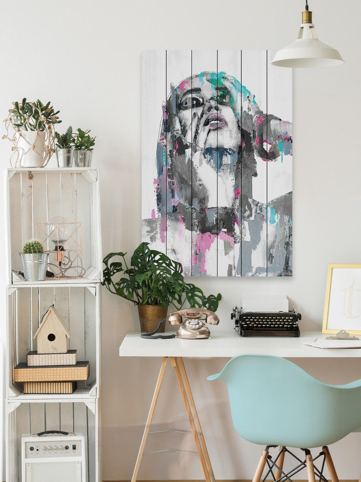 "Bewildered Beauty" Painting Print on White Wood, 16"x24"