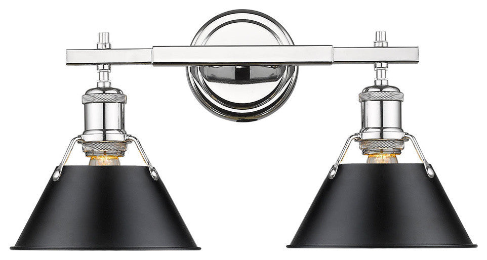 Orwell CH 2-Light Bath Vanity, Chrome With Black Shade