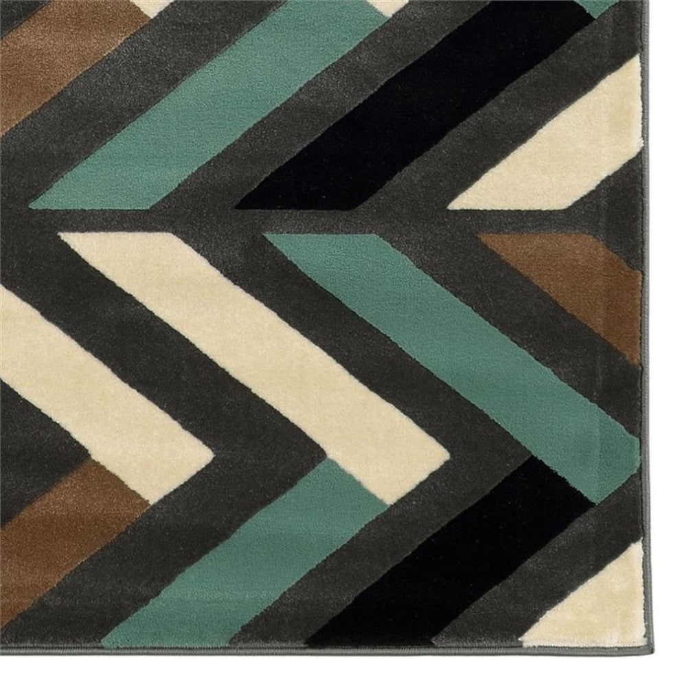 Linon Roma Herringbone Power Loomed Polypropylene 5'x7' Area Rug in Gray