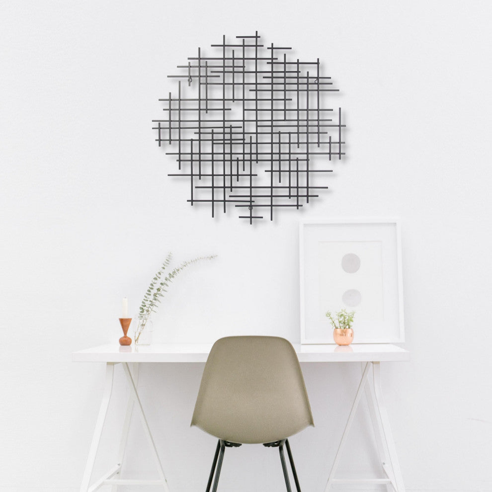 Iquara Small Black Round Metal Wall Art