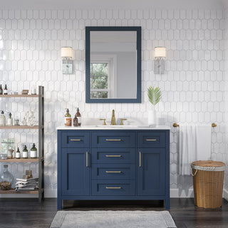 OVE Decors Tahoe Vanity With Mirror, Midnight Blue, 48"
