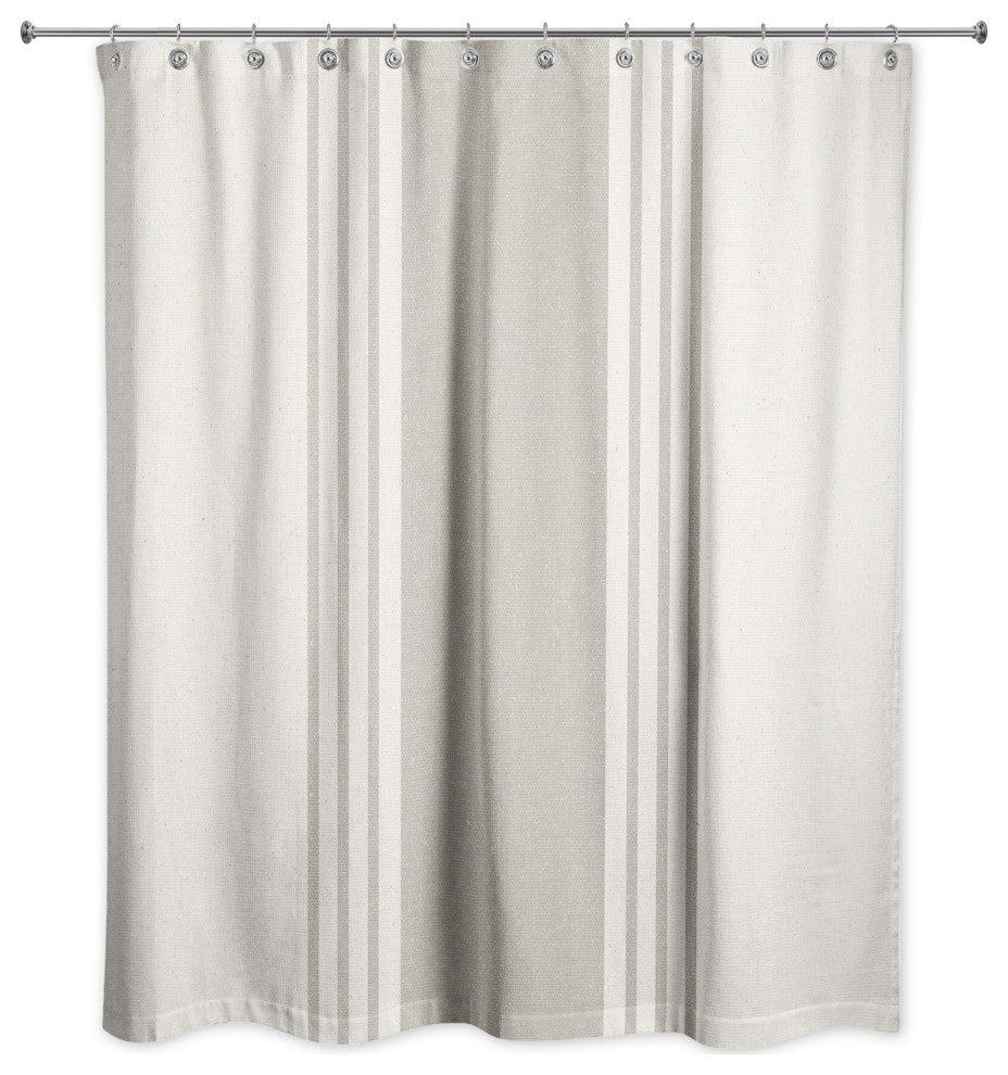 Neutral Linen Stripe 71x74 Shower Curtain