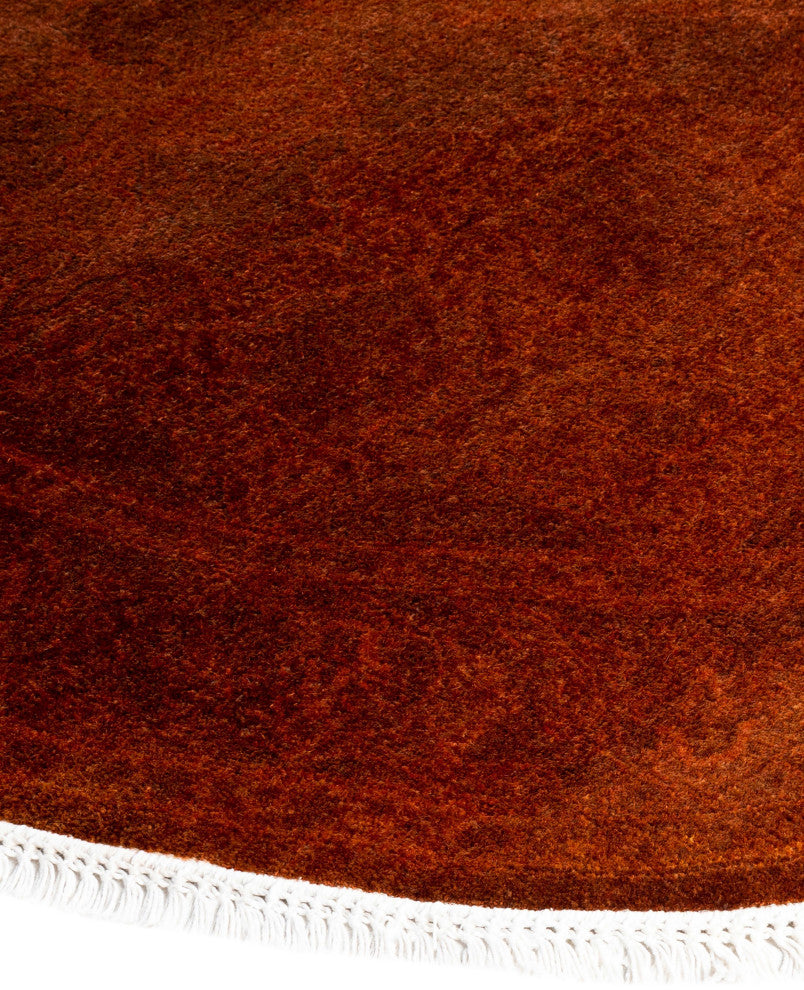 Overdyed One-of-a-Kind Hand-Knotted Area Rug Orange, 4' 1" x 4' 1"