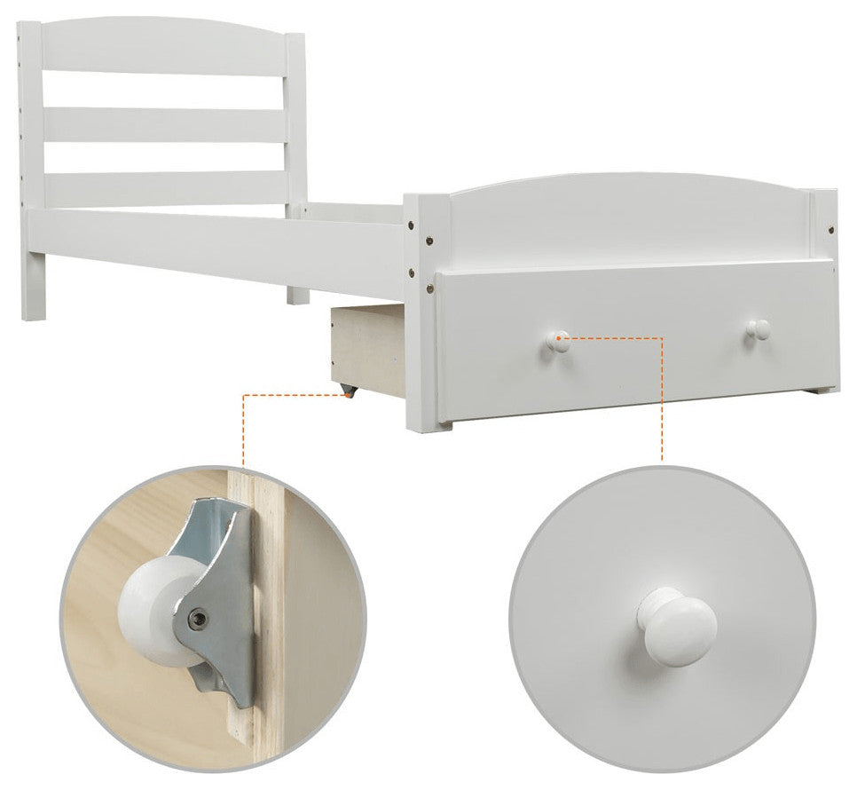 Twin White Upholstered Bed