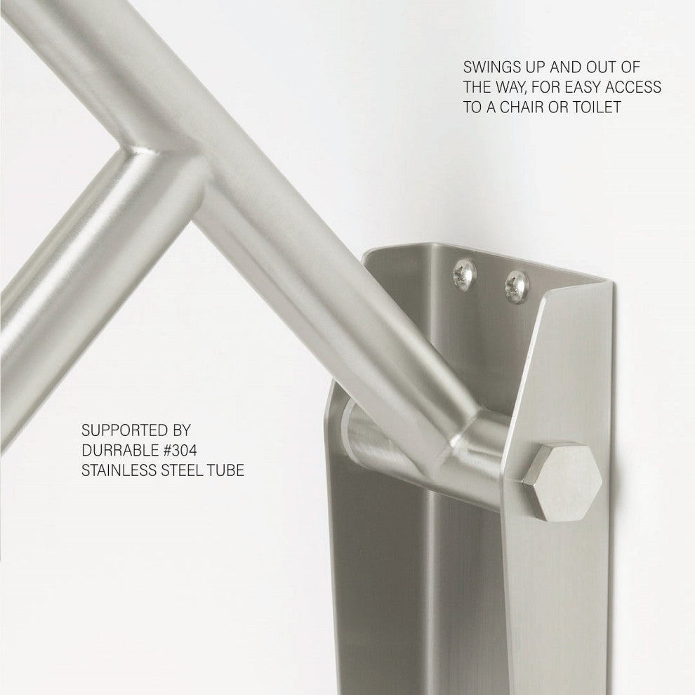 30" Swing-Up Bathroom Handicap Grab Bar, Satin Stainless