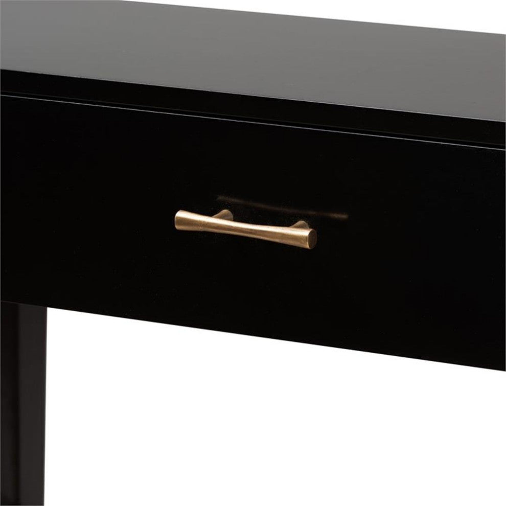 Freya Modern Bohemian Black Finished Bayur Wood 1-Drawer Console Table