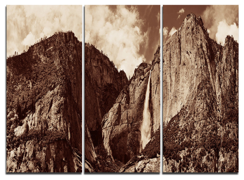 "Yosemite Waterfall Panorama" Metal Wall Art, 3 Panels, 36"x28"