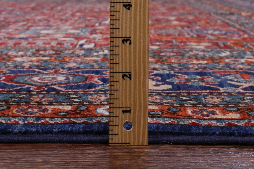 9' Square Hand Knotted Persian Fine Serapi Wool Rug - Q12436