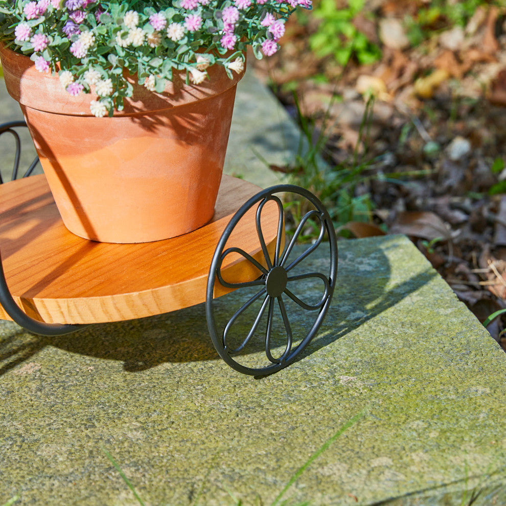 18"L Metal Tricycle Planter Stand, Black