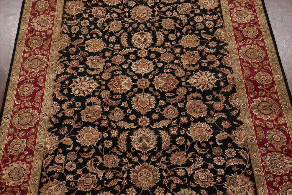 Agra Indian Hand-Knotted Area Rug Oriental Traditional, Black, 10'3"X8'0"