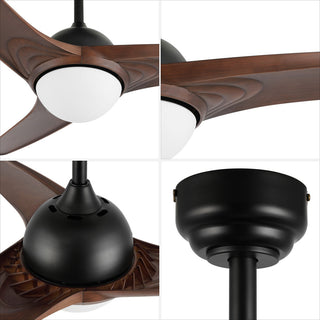 Sully 52" App/Remote 6-Speed LED Ceiling Fan, Neutral Brown Wood/White