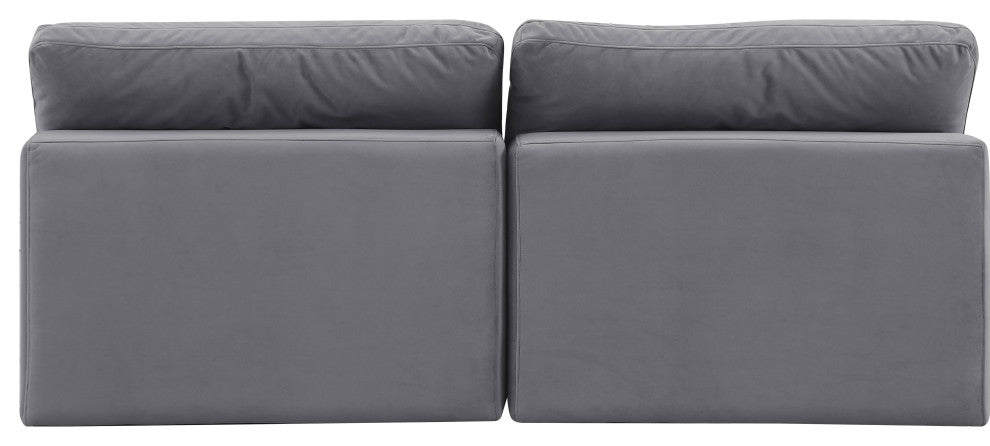 Comfy Upholstered Modular Sofa, Grey, 2-Piece: 2 Armless Chair, Velvet