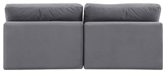 Comfy Upholstered Modular Sofa, Grey, 2-Piece: 2 Armless Chair, Velvet