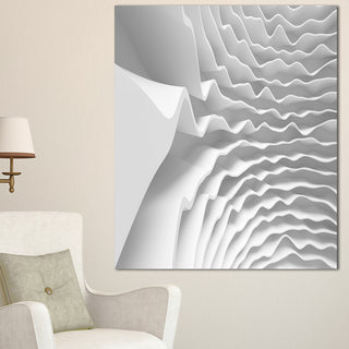 "Fractal Curved White Waves" Abstract Art Canvas Print, 16"x32"