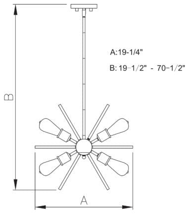 Vaxcel Estelle 6-Light Pendant, Natural Brass