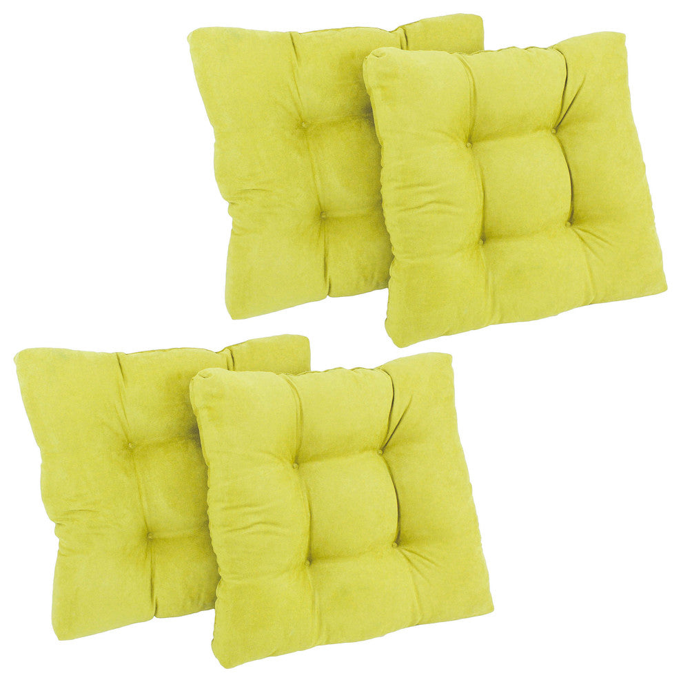 19" Squared Microsuede Tufted Dining Chair Cushion, Set of 4, Mojito Lime