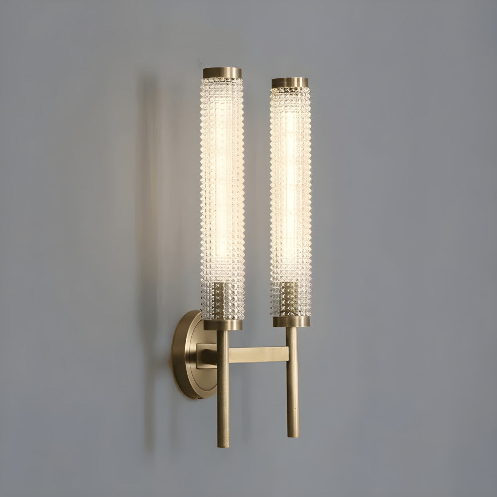Koniz | Glass Copper Wall Sconce, Cross Reeded Glass