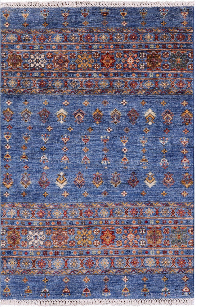Super Kazak Khorjin Hand-Knotted Wool Rug 3' 5" X 5' 1" Q10103
