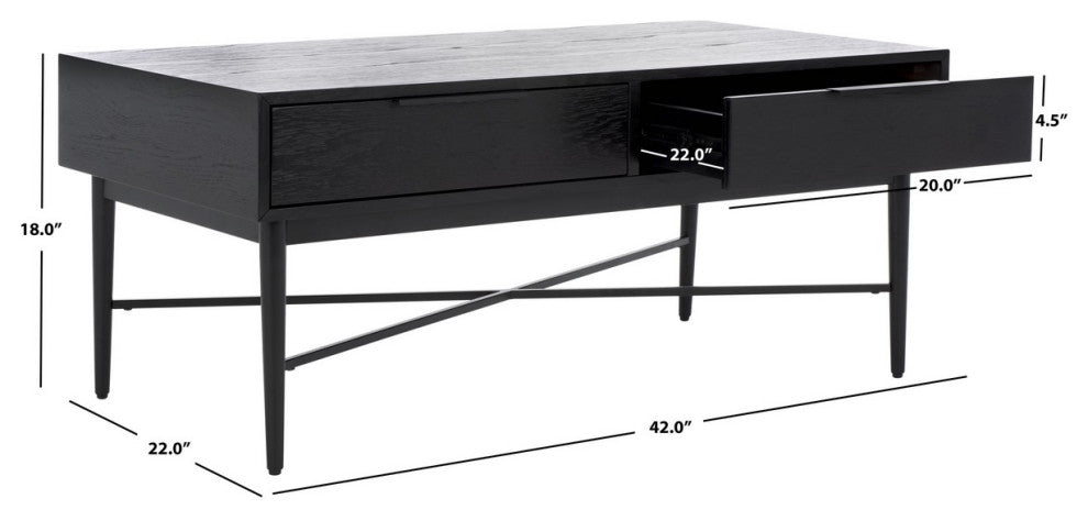 Safavieh Pierre 2 Drawer Coffee Table, Black