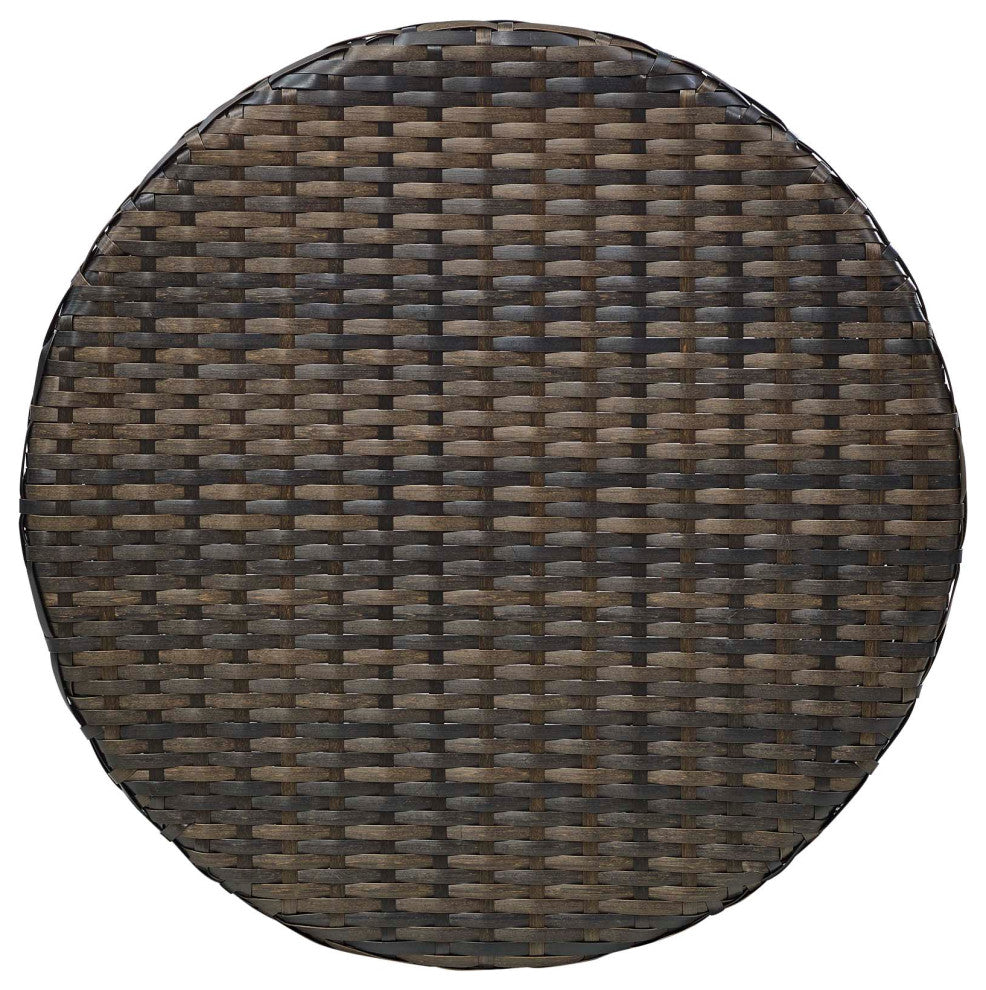 Side Dining Chair Table Set, Rattan, Wicker, Brown, Modern, Outdoor Patio Cafe