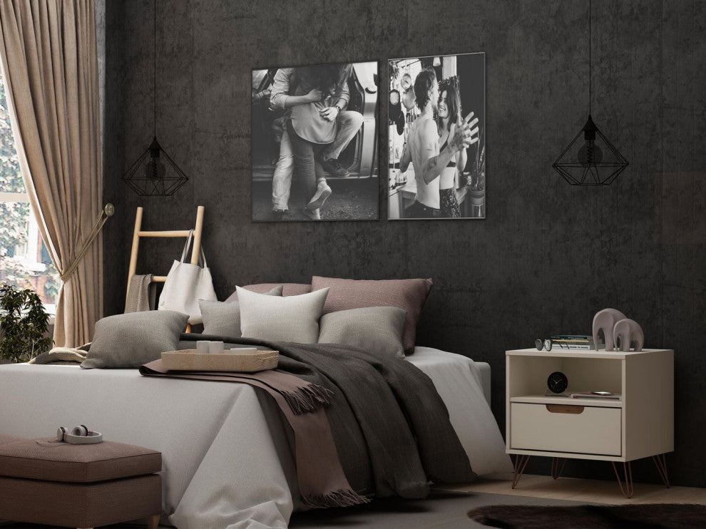 Rockefeller 1.0 Nightstand, Off White and Nature