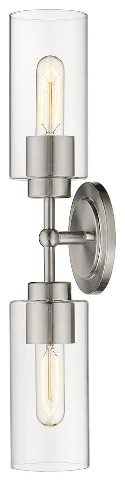 2 Light Cylinder Mid Century Modern Vanity Bath Lighting in Nickel
