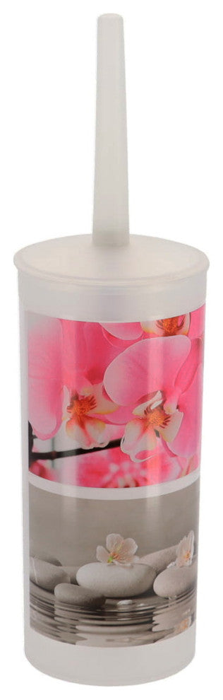 Toilet Brush and Holder - Decorative Plastic Bathroom Accessory, Orchid