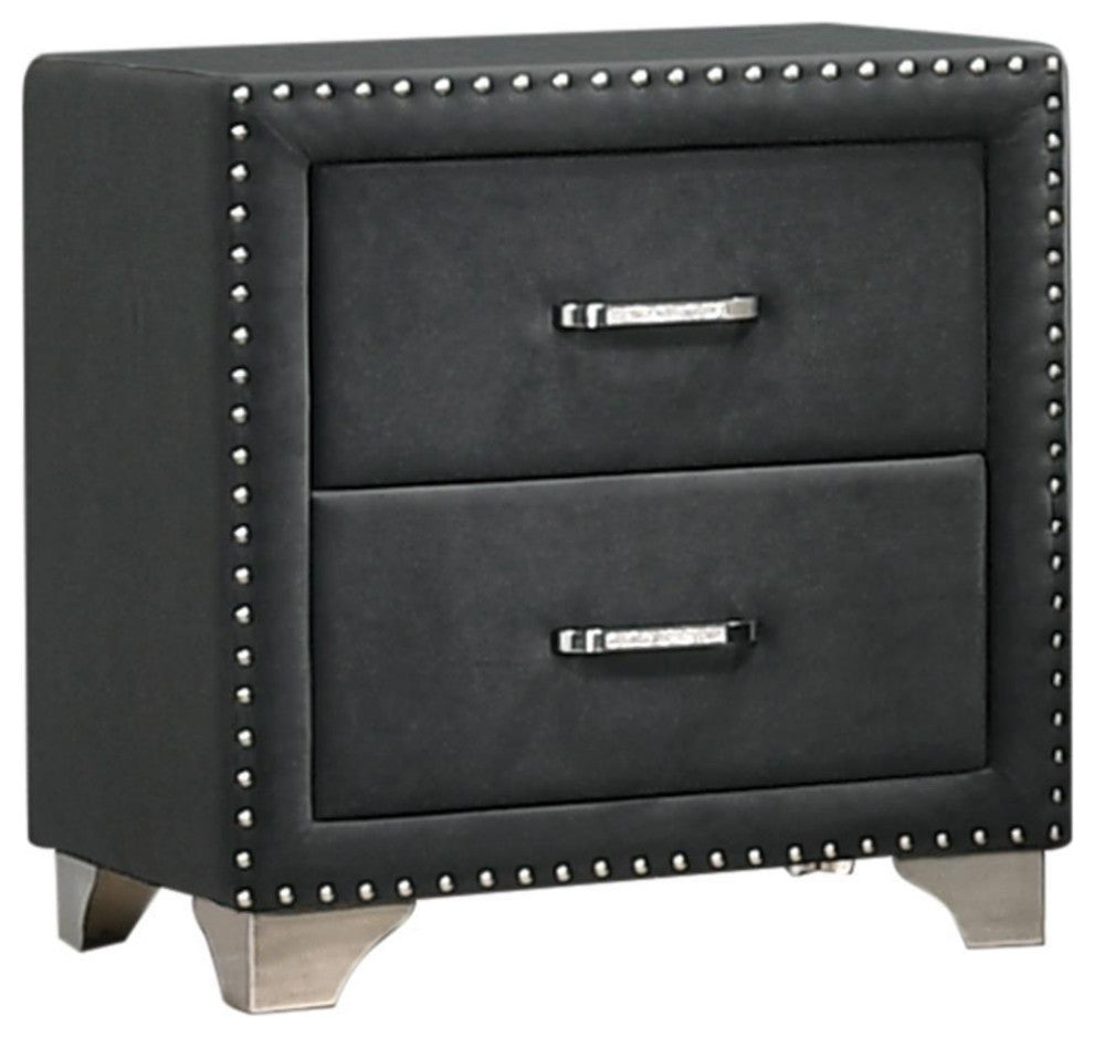 Melody 2-drawer Upholstered Nightstand Grey