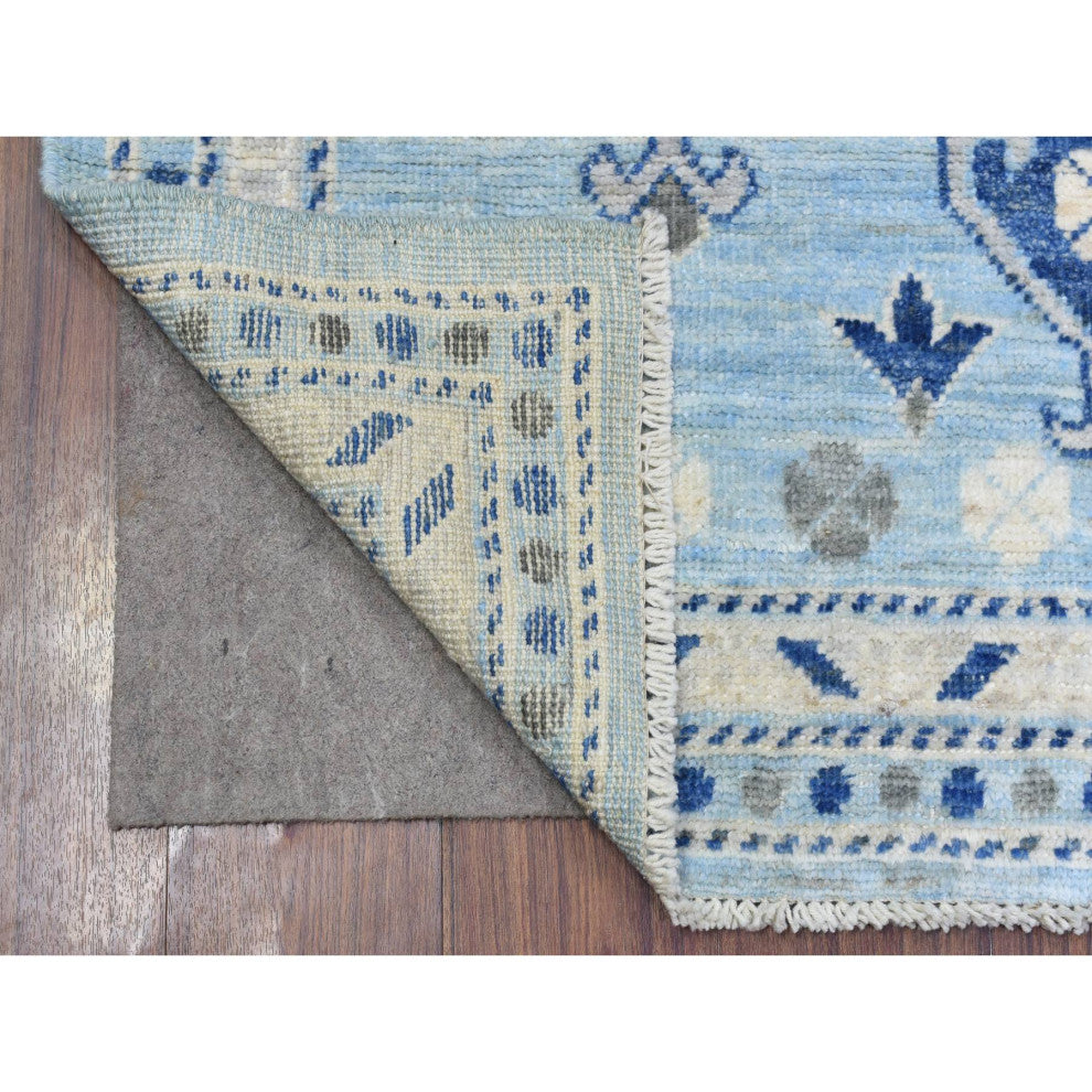 Colorful Hand Knotted Inspired Large Elements Soft Wool Oriental Rug, 4'0"x5'9"