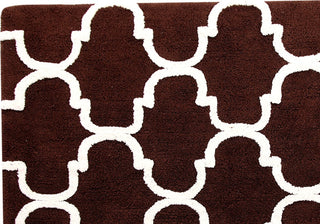 Cotton Dual Color Geometric Pattern Bath Rug, Chocolate/Ivory, 50"x30"