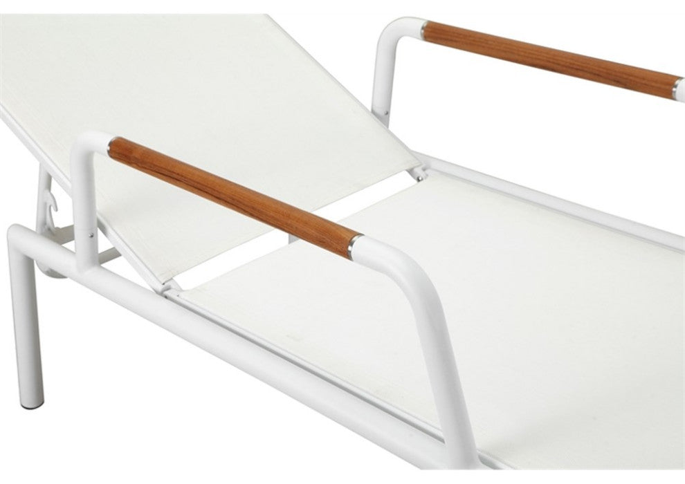 Pangea Home Dean Modern Aluminum Arm Loungers in White Finish (Set of 2)