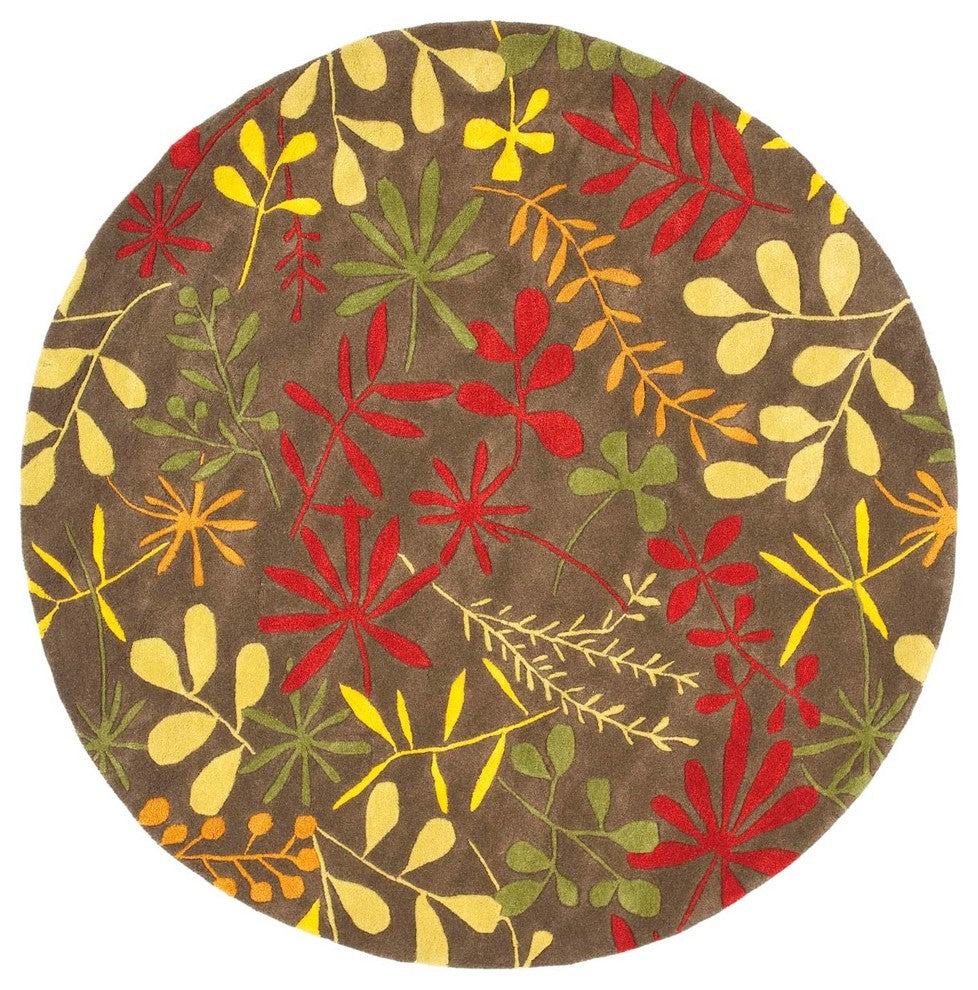 Safavieh Soho Soh834A Floral Rug, Brown/Multi, 6'0"x6'0" Round